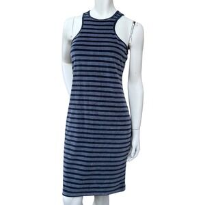 T by Alexander Wang Striped Dress Racerback Bodycon Gray Black Minimalist Chic M